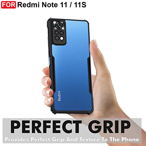 CEDO Backcover for Redmi Note 11/ Note 11S (4G) | Camera Protection Shockproof Bumper-Edge | Acrylic Crystal Clear 360 Degree Protection TPU+PC | Transparent Eagle Back Case Cover (Black) - Image 3
