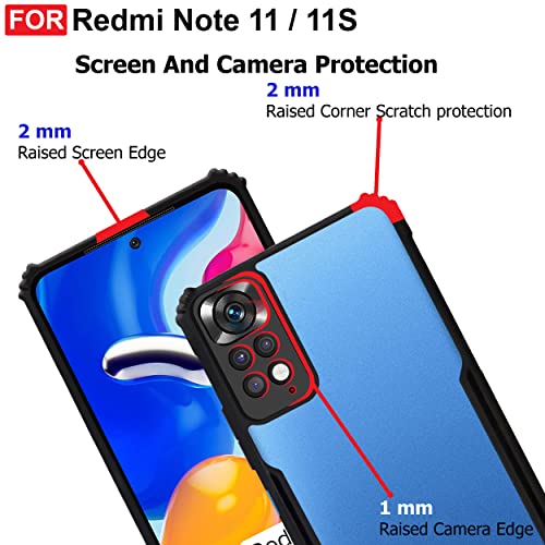 CEDO Backcover for Redmi Note 11/ Note 11S (4G) | Camera Protection Shockproof Bumper-Edge | Acrylic Crystal Clear 360 Degree Protection TPU+PC | Transparent Eagle Back Case Cover (Black) - Image 4