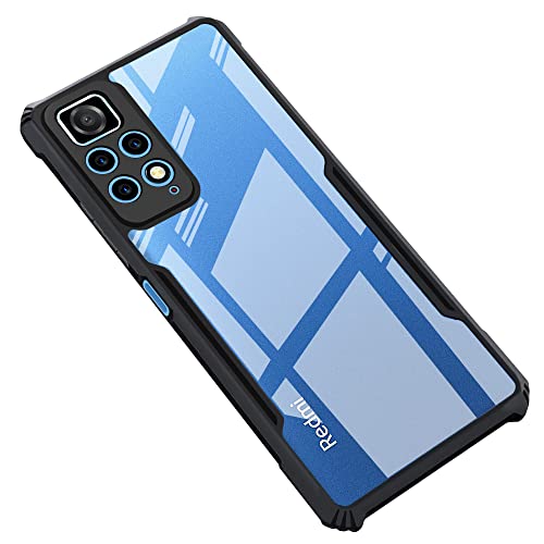 CEDO Backcover for Redmi Note 11/ Note 11S (4G) | Camera Protection Shockproof Bumper-Edge | Acrylic Crystal Clear 360 Degree Protection TPU+PC | Transparent Eagle Back Case Cover (Black) - Image 1