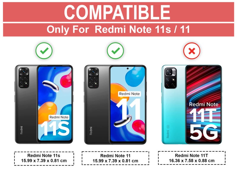 CEDO Backcover for Redmi Note 11/ Note 11S (4G) | Camera Protection Shockproof Bumper-Edge | Acrylic Crystal Clear 360 Degree Protection TPU+PC | Transparent Eagle Back Case Cover (Black) - Image 2