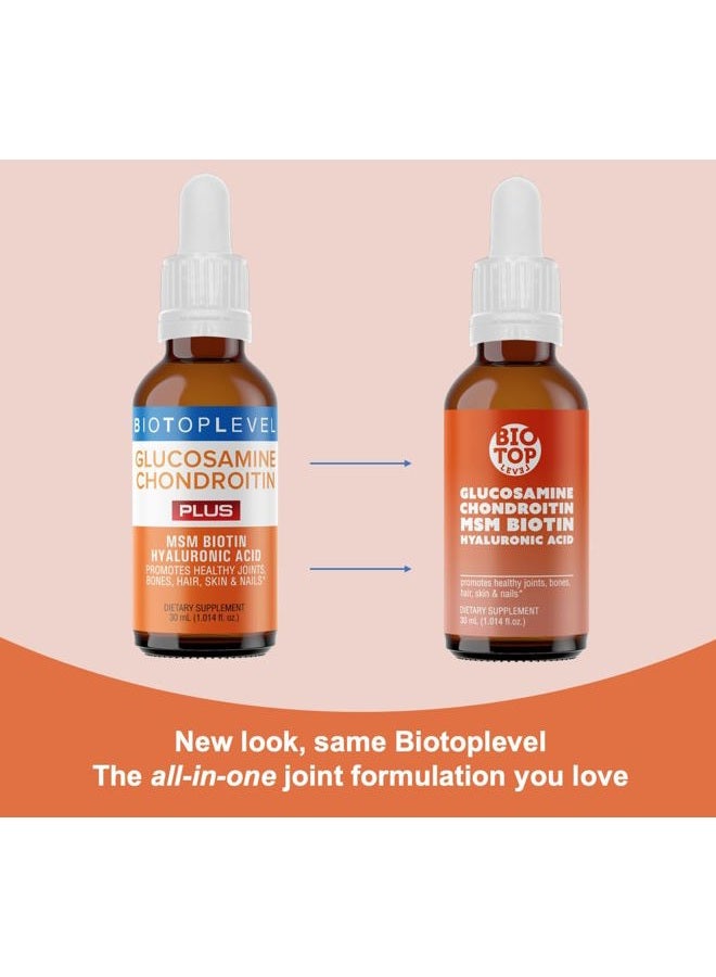 BIOTOPLEVEL غلوكوزامين سائل، شوندرويتين، MSM، بيوتين، حمض الهيالورونيك، تركيبة شاملة لصحة المفاصل والعظام والشعر والبشرة والأظافر - Image 2
