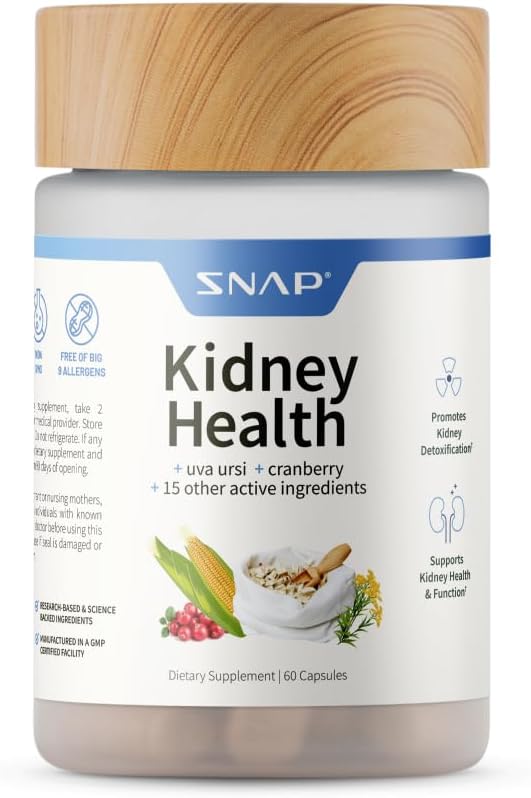 Snap Supplements Kidney Health Support Supplement with Vitamins Uva Ursi Cranberry Extract and Stinging Nettle Leaf Powder Supports Kidney and Urinary Tract Health for Women and Men 60 Capsules - Image 1