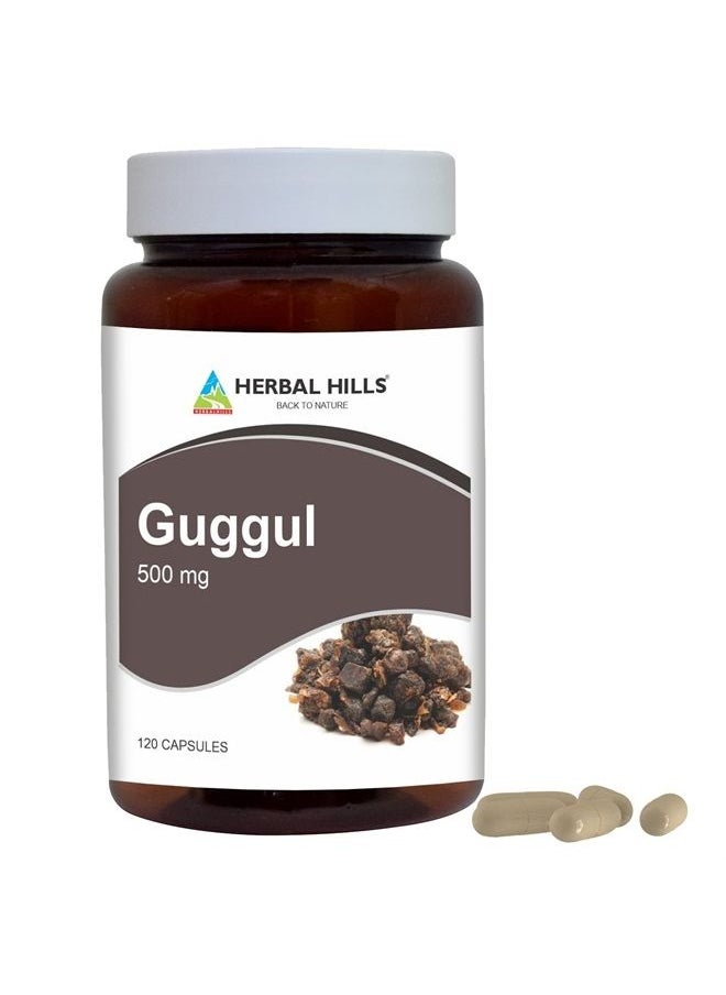 HERBAL HILLS Guggul Vegie Capsules with Arjuna Extract | 120 Count (1000 mg) | Purified with Triphala & Guduchi  - Image 1