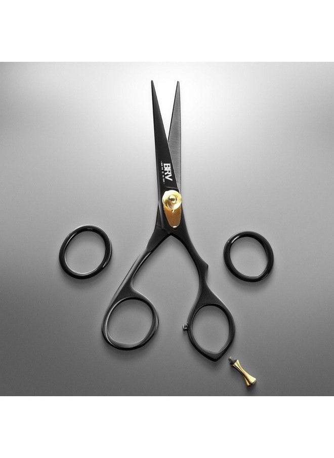 BRV MEN - مقص لحية وشوارب محترف مصنوع من فولاذ ألماني مطروق 5.5" 100% فولاذ مقاوم للصدأ حاد كالشفرات لتشذيب شعر الوجه باللون الأسود - Image 1