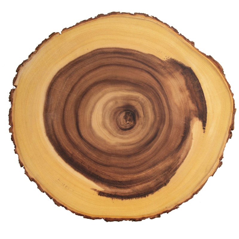 Thirteen Chefs Villa Acacia Live Edge Wood Serving Platter Natural Acacia Wood and Organic Raw Bark Edge Extra Large - Image 1