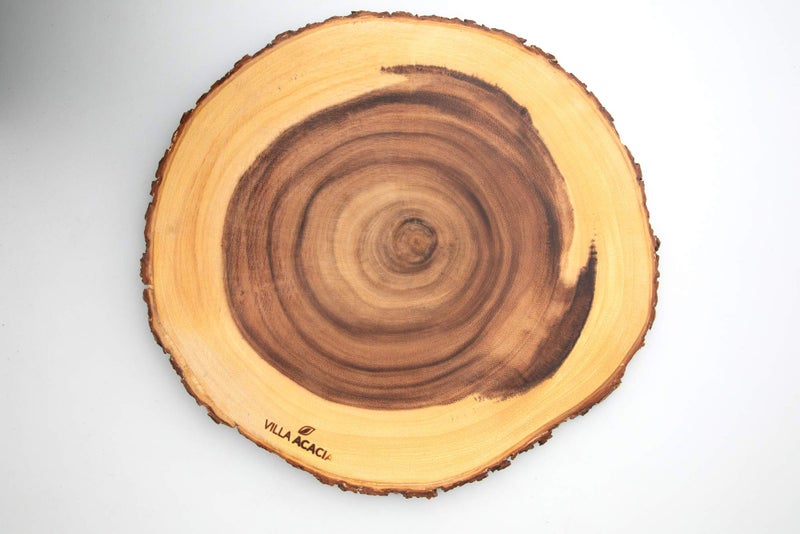 Thirteen Chefs Villa Acacia Live Edge Wood Serving Platter Natural Acacia Wood and Organic Raw Bark Edge Extra Large - Image 2