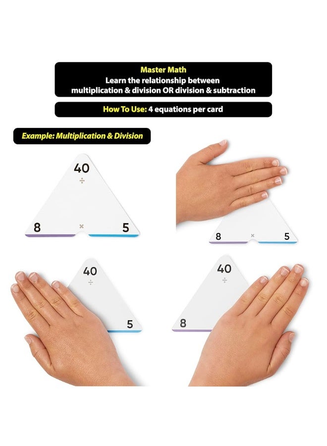 Think Tank Scholar Triangle Math 752 Equations, All Facts 0-12 Box Set Addition, Subtraction, Multiplication, Division Flash Cards: Kindergarten, 1ST, 2ND, 3RD, 4TH, 5TH, 6TH Grade - Has Three Corners - Image 1