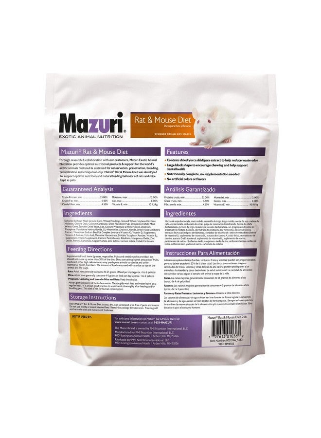 Mazuri | Pet Rat & Mouse Food | Rodent Pellet Blocks| 2 Pound (2 Lb.) Bag - Image 2