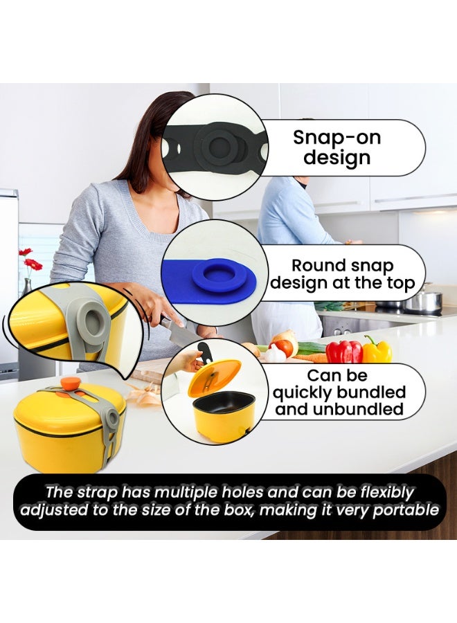 ميلا أربطة أغطية الأواني المصنوعة من السيليكون (عبوة من 3 قطع) - مشبك غطاء عالمي قابل لإعادة الاستخدام للطباخ البطيء والطاجن وأدوات الطهي، إكسسوارات مطبخ مانعة للتسرب (أزرق/أسود/رمادي) - Image 3