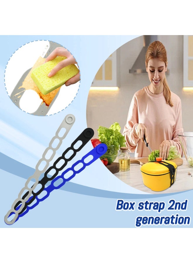 ميلا أربطة أغطية الأواني المصنوعة من السيليكون (عبوة من 3 قطع) - مشبك غطاء عالمي قابل لإعادة الاستخدام للطباخ البطيء والطاجن وأدوات الطهي، إكسسوارات مطبخ مانعة للتسرب (أزرق/أسود/رمادي) - Image 2