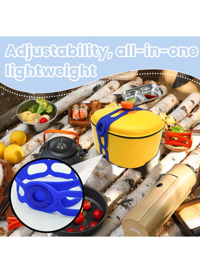 ميلا أربطة أغطية الأواني المصنوعة من السيليكون (عبوة من 3 قطع) - مشبك غطاء عالمي قابل لإعادة الاستخدام للطباخ البطيء والطاجن وأدوات الطهي، إكسسوارات مطبخ مانعة للتسرب (أزرق/أسود/رمادي) - Image 5