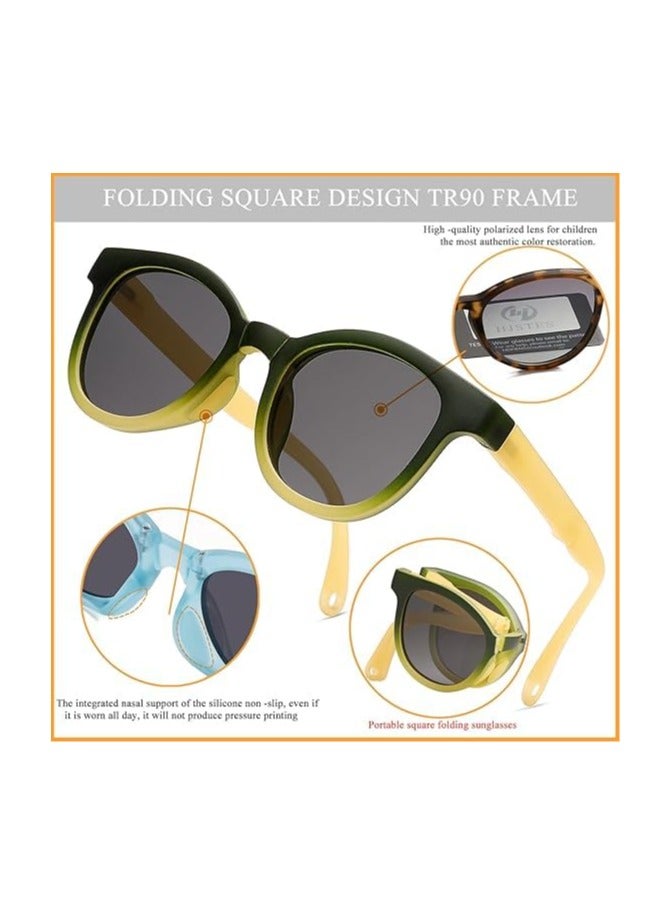 GNAFOTU Kids Polarized Sunglasses for Girls Boys Folding Sunglasses Square Foldable Frame UV400 - Image 3