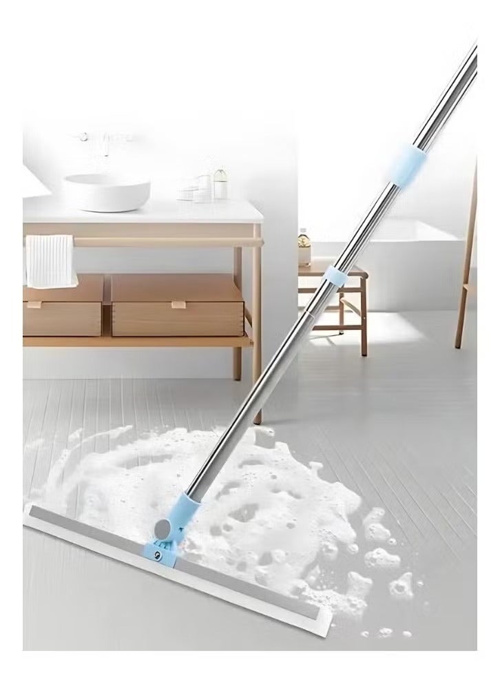 Silicone Rubber Floor Wiper Long Handle Window Shower Cleaner with Extendable and Adjustable Stainless Poles for Glass Bathroom Floor Cleaning - Image 1