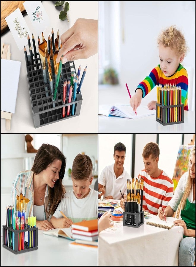 ChiggiWiggi 96 Holes Pencil & Brush Holder - Tabletop Plastic Study Desk Organizer Stand for Pens, Paint Brushes, Colours, Modeling Tools and Office & Art Supplies (Pack of 2) - Image 2