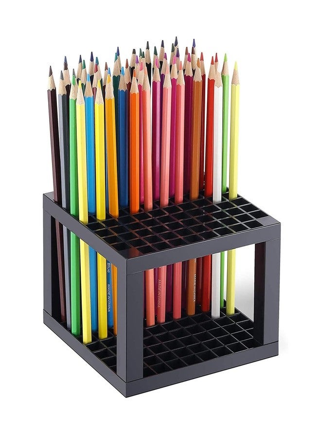 ChiggiWiggi 96 Holes Pencil & Brush Holder - Tabletop Plastic Study Desk Organizer Stand for Pens, Paint Brushes, Colours, Modeling Tools and Office & Art Supplies (Pack of 2) - Image 3