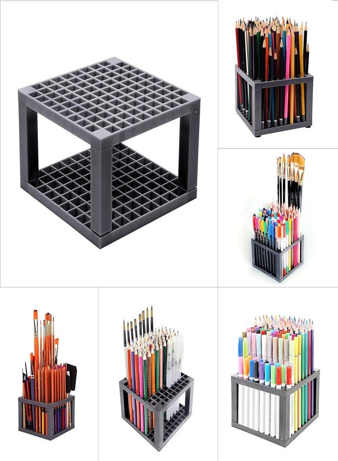 ChiggiWiggi 96 Holes Pencil & Brush Holder - Tabletop Plastic Study Desk Organizer Stand for Pens, Paint Brushes, Colours, Modeling Tools and Office & Art Supplies (Pack of 2) - Image 4