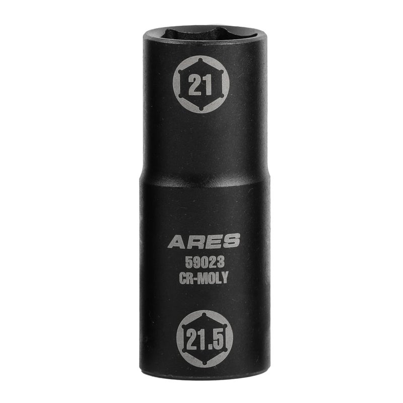 ARES 5902312inch Drive 21 x 215mm Half Size Lug Nut Flip Socket Impact Grade ChromeMoly Steel Remove Warped Damaged and Bloated Chrome Capped Lug Nuts - Image 2