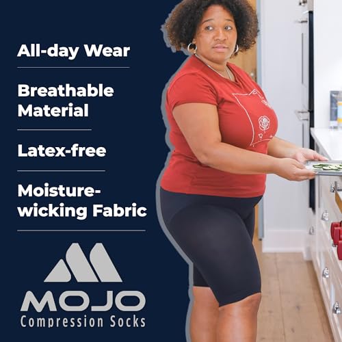 Mojo Compression socks Mojo Compression Shorts 20-30mmHg Medical Grade for Edema, Athletic Support, Lymphedema Black, 2X-Large - M819 - Image 5