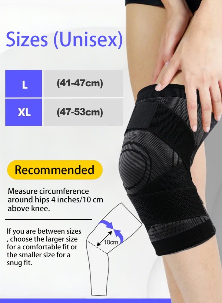 بوير دعامة ركبة مضغوطة مكونة من قطعتين للرجال والنساء، تدعم الركبة للجري وركوب الدراجات وكرة السلة مع حزام قابل للتعديل - Image 3