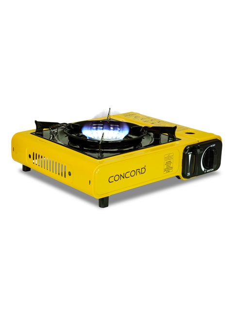 CONCORD Portable Gas Stove with Carrying Box, Replacable Single Butane Cartridge Design with Adjustable Flame Control, Lightweight, Compact design and Easy Ignition, 1.4kg/3.08lbs, Yellow