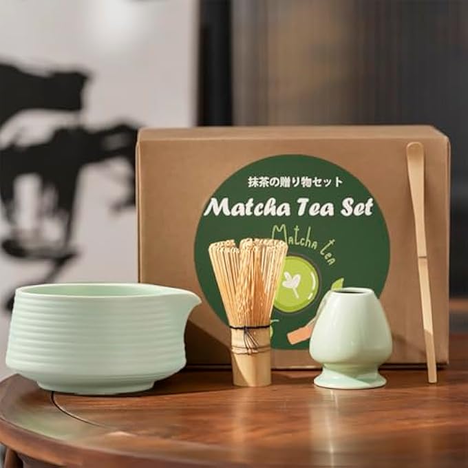 Ranedo Matcha Whisk Set Japanese Matcha Tea Set With Whisk And Bowl Bamboo Scoop  Ceramic Holder Homemade Traditional Matcha Making Kit For Tea Lovers Meditation  Gifting Light Green - Image 2