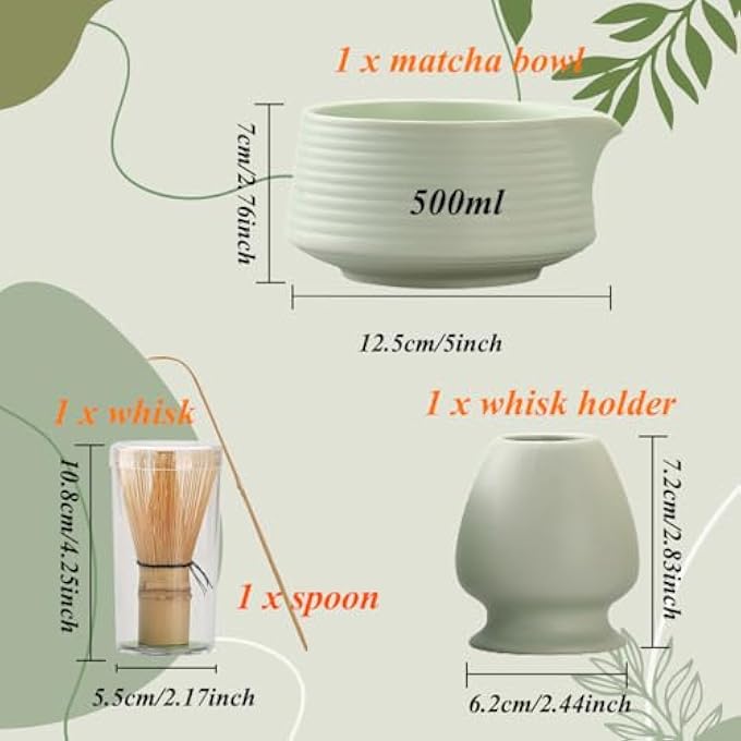 Ranedo Matcha Whisk Set Japanese Matcha Tea Set With Whisk And Bowl Bamboo Scoop  Ceramic Holder Homemade Traditional Matcha Making Kit For Tea Lovers Meditation  Gifting Light Green - Image 5