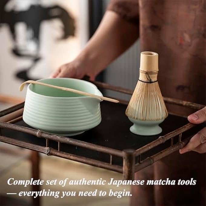 Ranedo Matcha Whisk Set Japanese Matcha Tea Set With Whisk And Bowl Bamboo Scoop  Ceramic Holder Homemade Traditional Matcha Making Kit For Tea Lovers Meditation  Gifting Light Green - Image 3