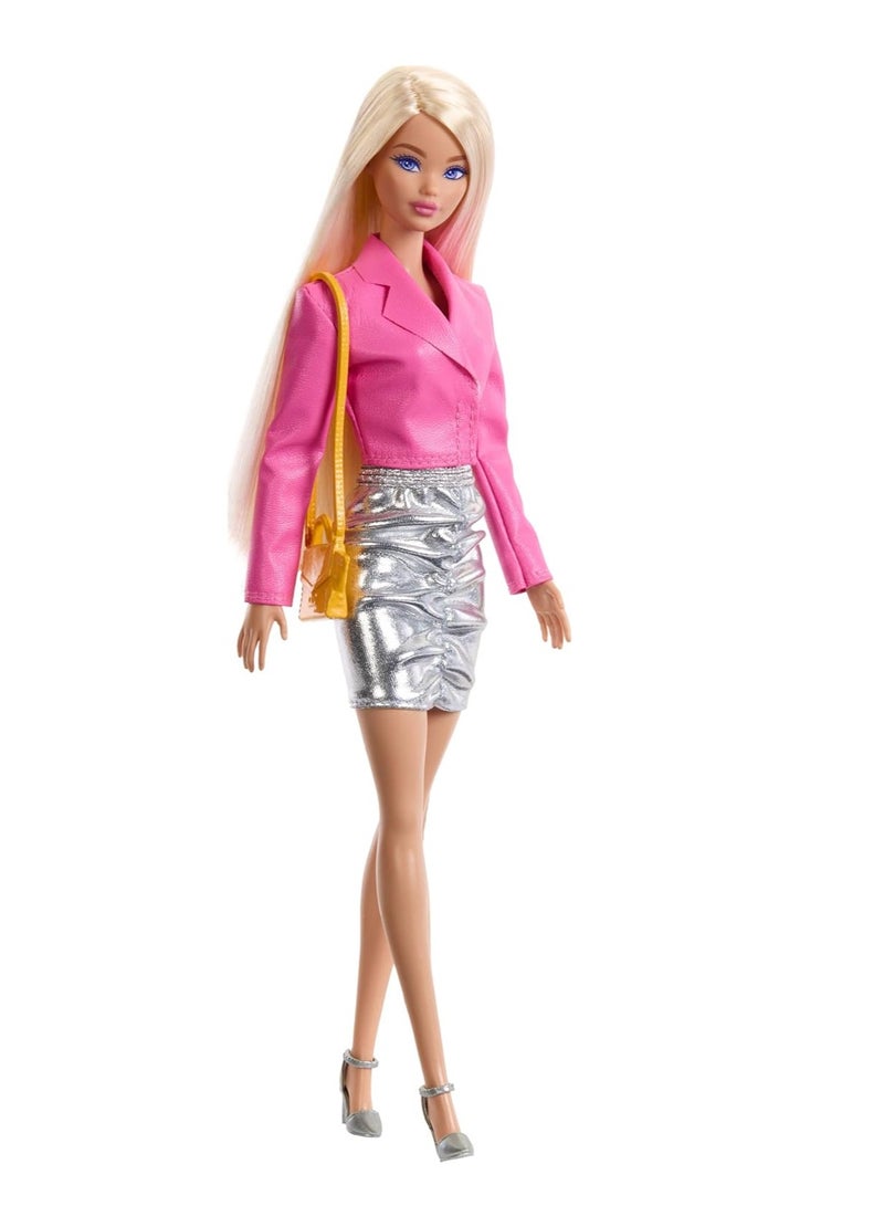 Barbie ​Barbie Doll With Clothes And Accessories, Blonde Hair And 3 Party-Themed Mix-And-Match Outfits Including Dresses, Purses And Heels - Image 3