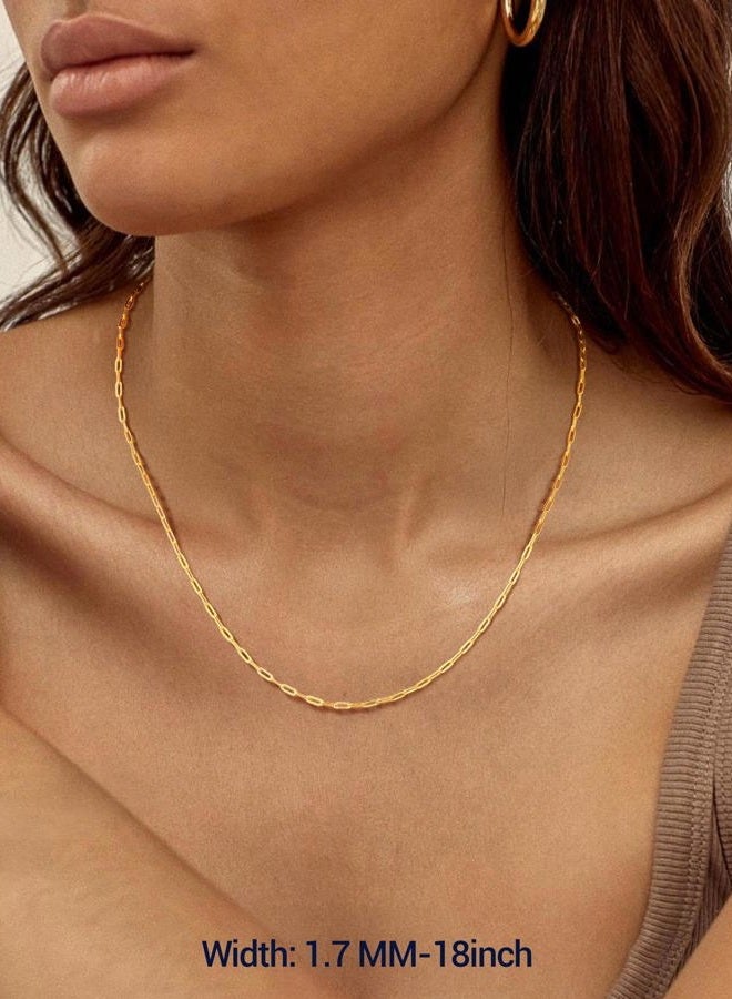 PROSILVER 925 Sterling Silver Paperclip Chain Necklace for Women Jewelry, with Gold/Rose Gold Plated, W: 1.7mm/3.3mm, L: 14"/16"/18"/20"/22"/24", Adjustable, Come Gift Box, No Gemstone - Image 2
