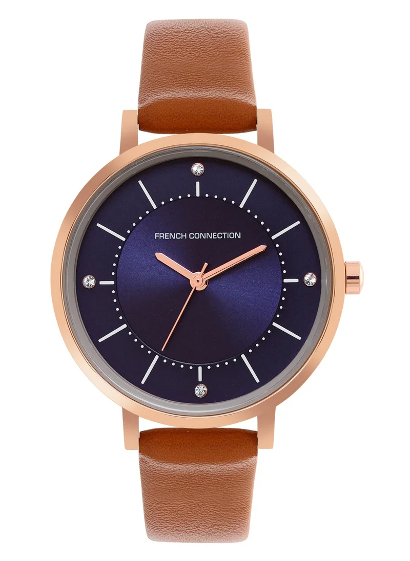 فرنش كونكشن Women's Analog Watch With Brown Leather Strap 34 mm FCN00010E