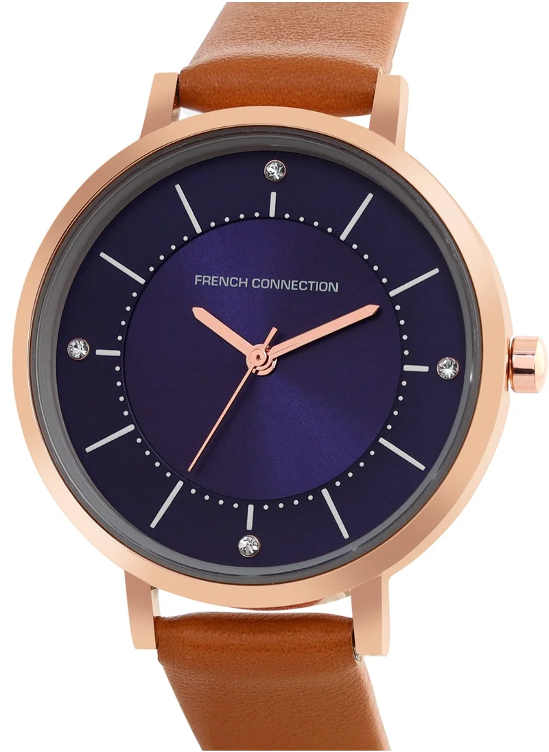 فرنش كونكشن Women's Analog Watch With Brown Leather Strap 34 mm FCN00010E