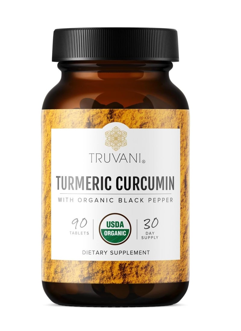 Truvani - Organic Turmeric Curcumin Supplement And Turmeric Root Powder With Black Pepper- 90 Vegan Tablets - Image 1