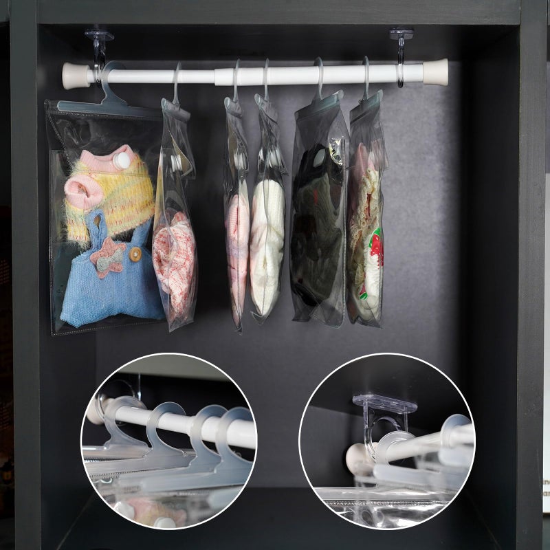 aimpiwt 10 Pack Clear Doll Clothes Storage Bags with Hanging Rod & Hooks, Compatible with Labubu Clothes - PVC Transparent Organizer Set for Dolls, Space-Saving Wardrobe System - Image 5