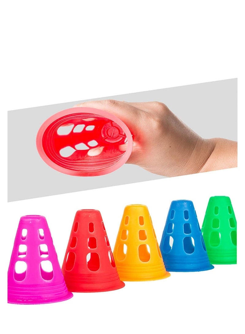 SYOSI مخروط علامة، عقبة التزلج على الأسطوانة، مخروط مروري للتدريب الرياضي، علامة مساحة رياضية، مجموعة مخروط مروري لتدريب كرة القدم المنزلية للأطفال (10 قطع - أحمر، أصفر، أزرق، أخضر، وردي) - Image 4