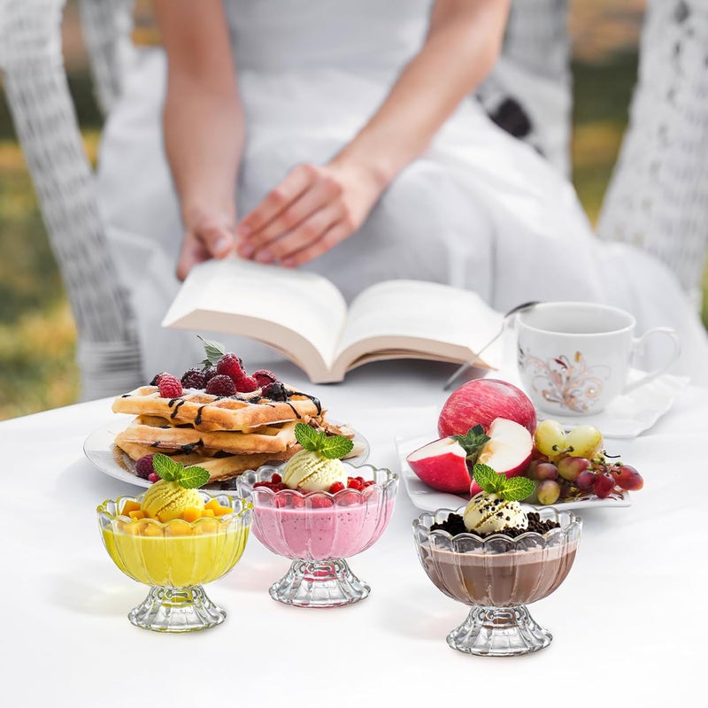 Lawei 6 Pack Glass Dessert Bowls - 5 Oz Glass Ice Cream Cups Mini Trifle Footed Dessert Bowls for Dessert, Sundae, Ice Cream, Salad, Cocktail, Condiment, Trifle - Image 5