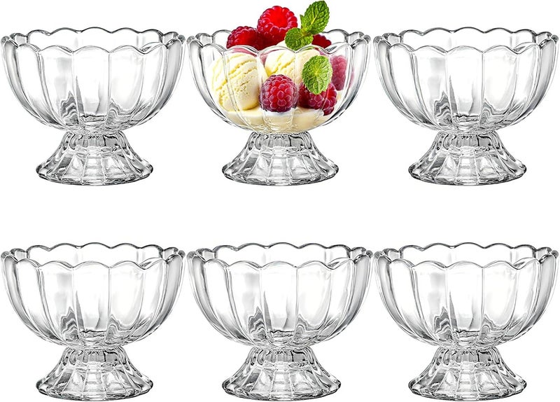 Lawei 6 Pack Glass Dessert Bowls - 5 Oz Glass Ice Cream Cups Mini Trifle Footed Dessert Bowls for Dessert, Sundae, Ice Cream, Salad, Cocktail, Condiment, Trifle - Image 1