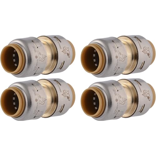 SharkBite Max 1/2 Inch Coupling, Pack of 4, Push to Connect Brass Plumbing Fitting, PEX Pipe, Copper, CPVC, PE-RT, HDPE, UR008A4 - Image 1