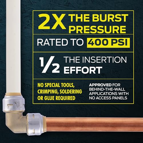 SharkBite Max 1/2 Inch Coupling, Pack of 4, Push to Connect Brass Plumbing Fitting, PEX Pipe, Copper, CPVC, PE-RT, HDPE, UR008A4 - Image 3
