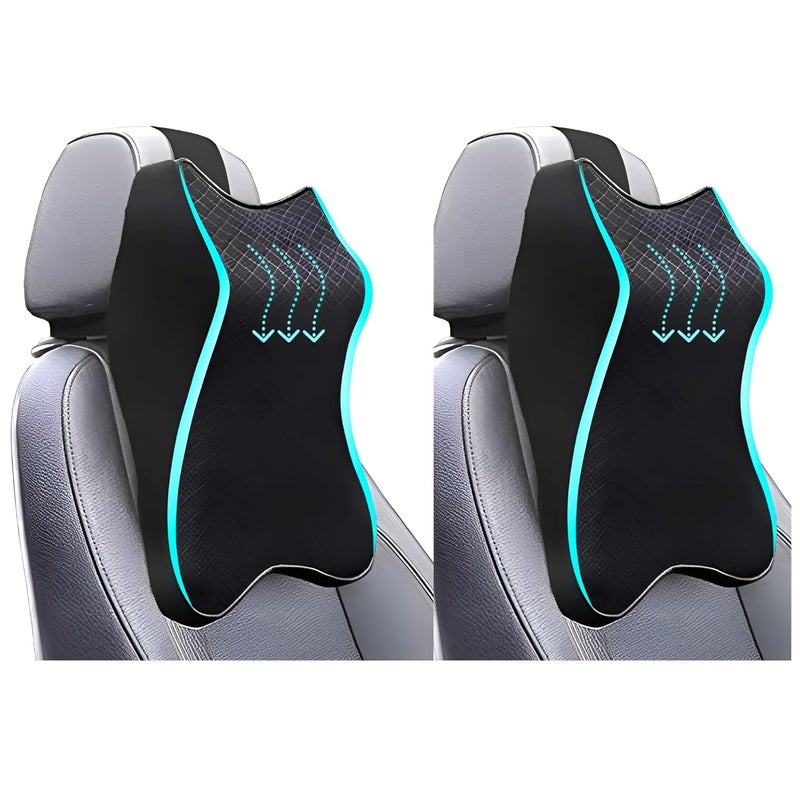 AGFP ® Car Seat Headrest Neck Rest Cushion, Car Neck Pillow Durable 100% Pure Memory Foam Neck Pillow with Breathable Removable Cover Washable Comfortable Ergonomic & Neck Pain Relief (Pack of 2) - Image 1