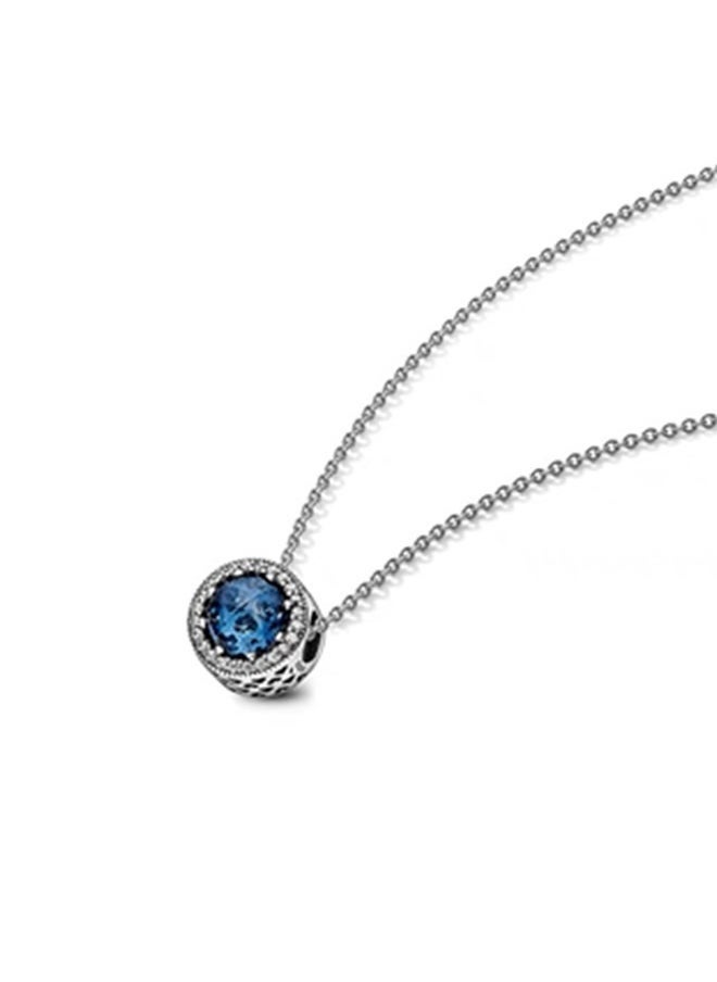 Pandora Cubic Zirconia Women's Classic Ocean Heart Round Pendant 925 Silver Necklace ZT0139