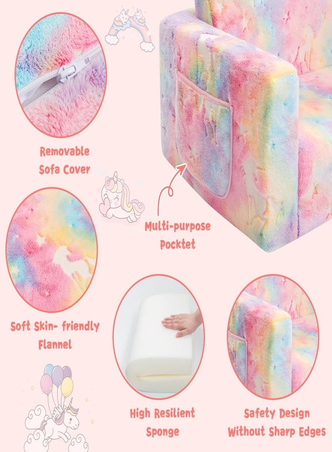 inhand Toddler Couch,Toddler Chair,Kids Sofa Chair 2-in-1 Baby Seat Furniture Fold Out, Convertible Sofa to Lounger Soft Comfy Glow in The Dark Kids Sofa Bed Gifts for Kids Girl Boys,Unicorn - Image 5