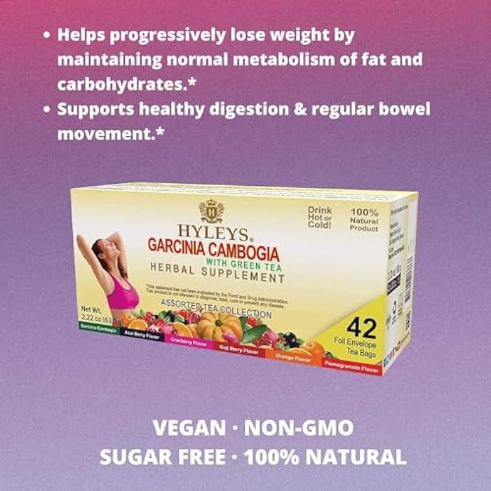 HYLEYS Tea Garcinia Cambogia Green Tea with Assorted Flavors - 42 Tea Bags - Image 4