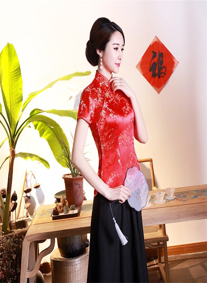 Loquat Weaving Brocade Plum Blossom Daily Women's Clothing Big Red, - Image 2