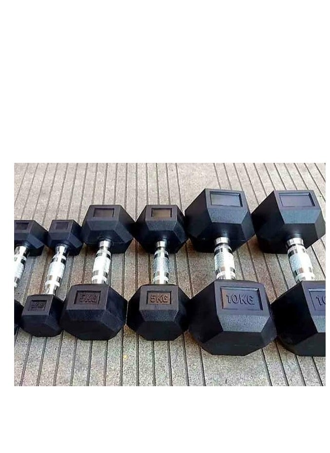 Elite Elite hex dumbbell made of rubber, two pieces, weighing 2.5 kg  - Image 2