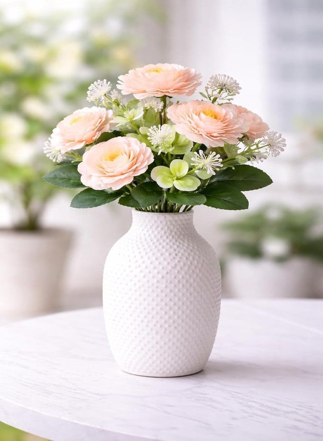 12FOR COLLECTION 1 Bunch Artificial Rose Flower (ONLY Flower -Without Vase Pot) for Home Decor, Office, Bedroom, Balcony, Living Room, Table Decoration Items (Light Orange) - Image 2