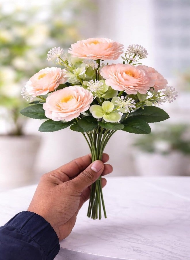 12FOR COLLECTION 1 Bunch Artificial Rose Flower (ONLY Flower -Without Vase Pot) for Home Decor, Office, Bedroom, Balcony, Living Room, Table Decoration Items (Light Orange) - Image 4