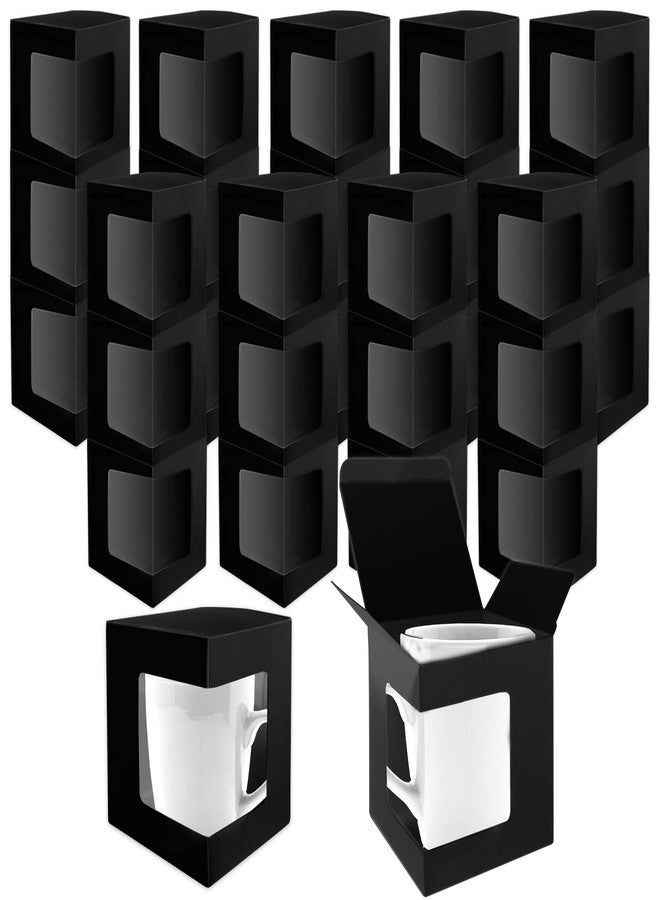 SENONAPO 80 Pack Mug Boxes for Gifts Blanks Coffee Mugs Boxes Gift Boxes for Shipping Transparent Wine Glass Gift Box Sublimation Mugs Packaging Box for 11oz 12oz 15oz Gift Wrapping (Black) - Image 1