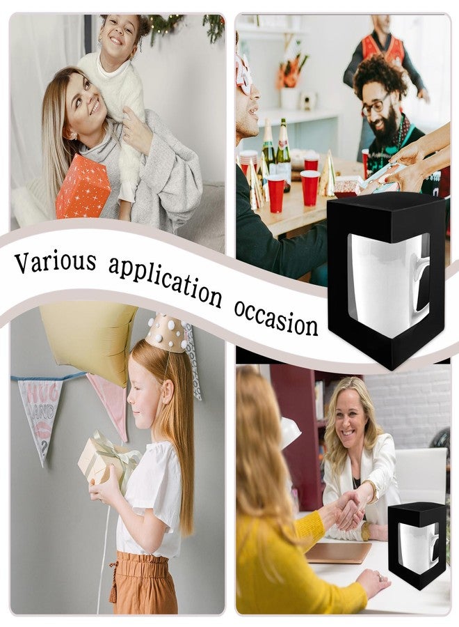 SENONAPO 80 Pack Mug Boxes for Gifts Blanks Coffee Mugs Boxes Gift Boxes for Shipping Transparent Wine Glass Gift Box Sublimation Mugs Packaging Box for 11oz 12oz 15oz Gift Wrapping (Black) - Image 4