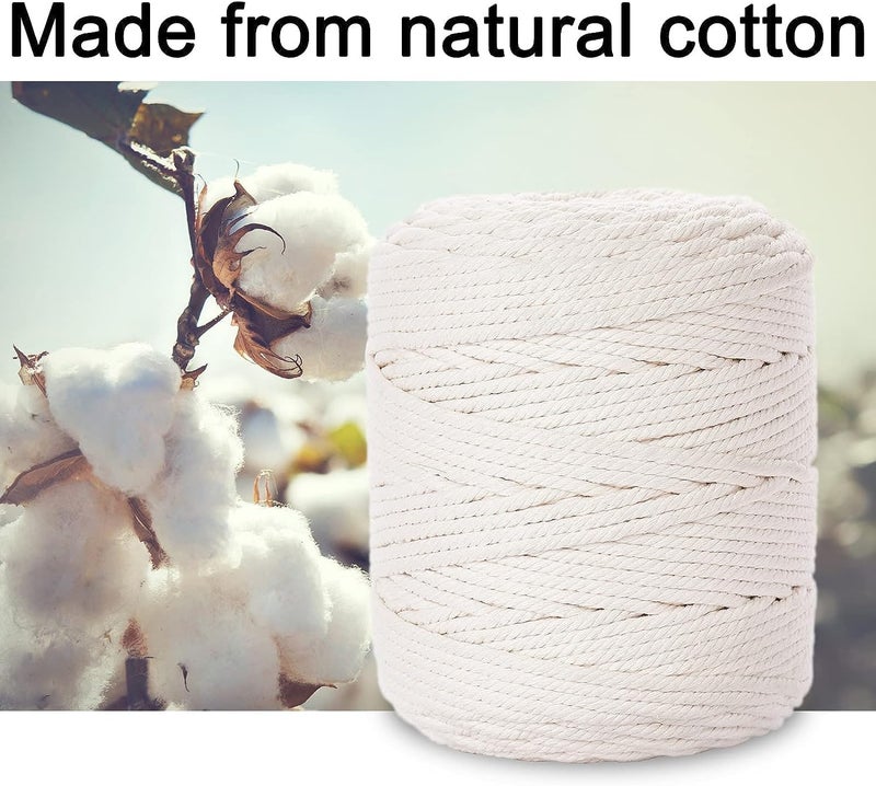 NEWZON 5mm 100 Meters Cotton Cord Suitable for Macrame Thread for Wall Hanging Plants Knotting Crochet Thread OffWhite - Image 3