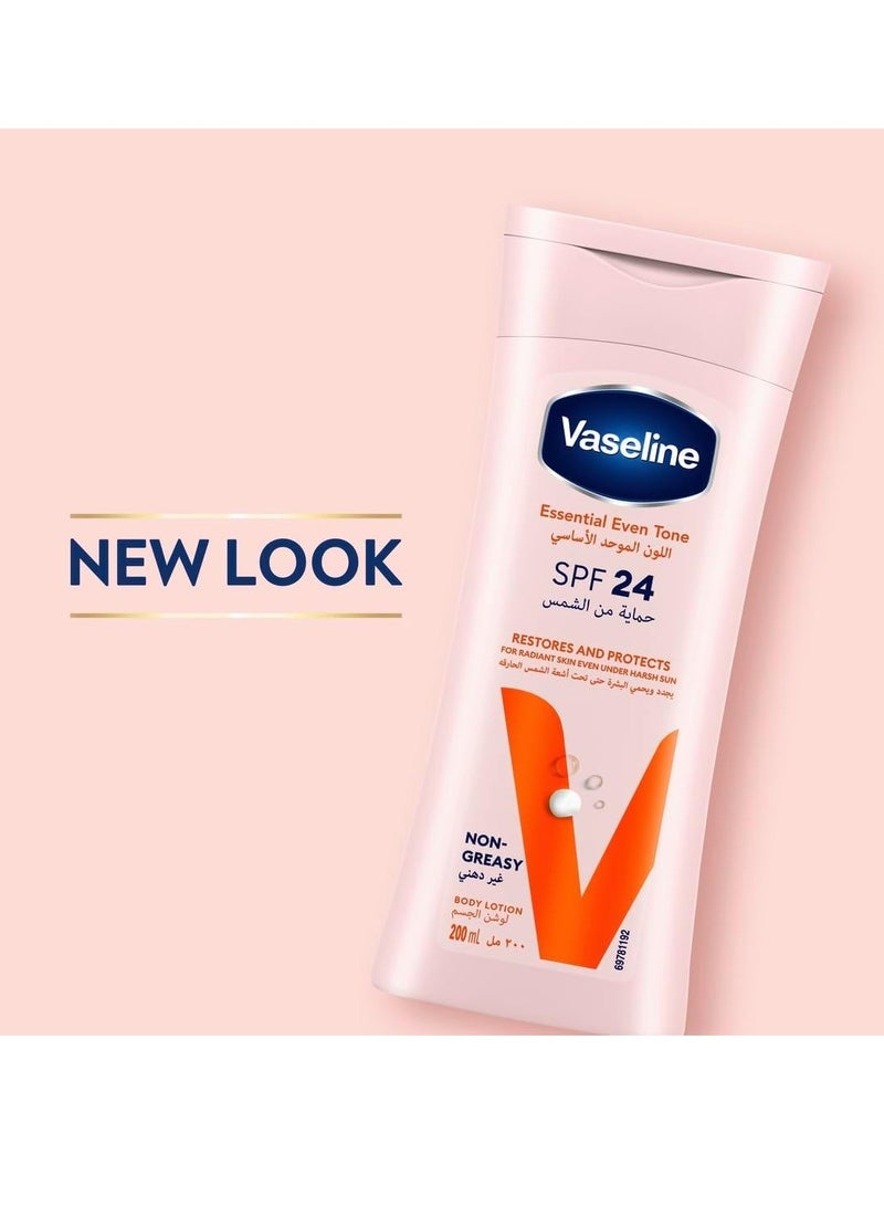 Vaseline Essential Even Tone Body Lotion, SPF 24 for glowing skin that's protected against sun damage, 200ml - Image 2